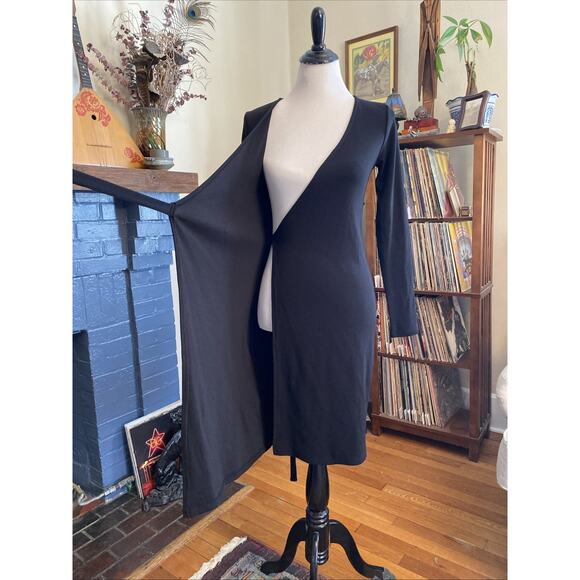 BODEN 6L Black Long Sleeve Ribbed Jersey Wrap Dress S LBD Classic Preppy Modal - Picture 10 of 16